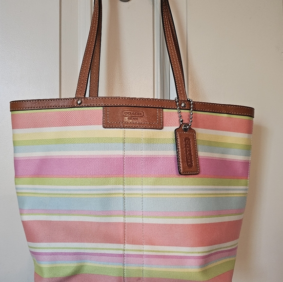 Coach• Hampton Pastel Reverseable Tote with British Tan Leather - Picture 2 of 13